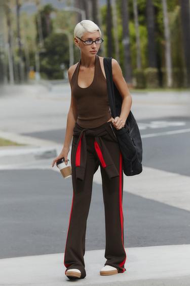 ROUNDED HEM HALTER TOP - Brown by Zara
