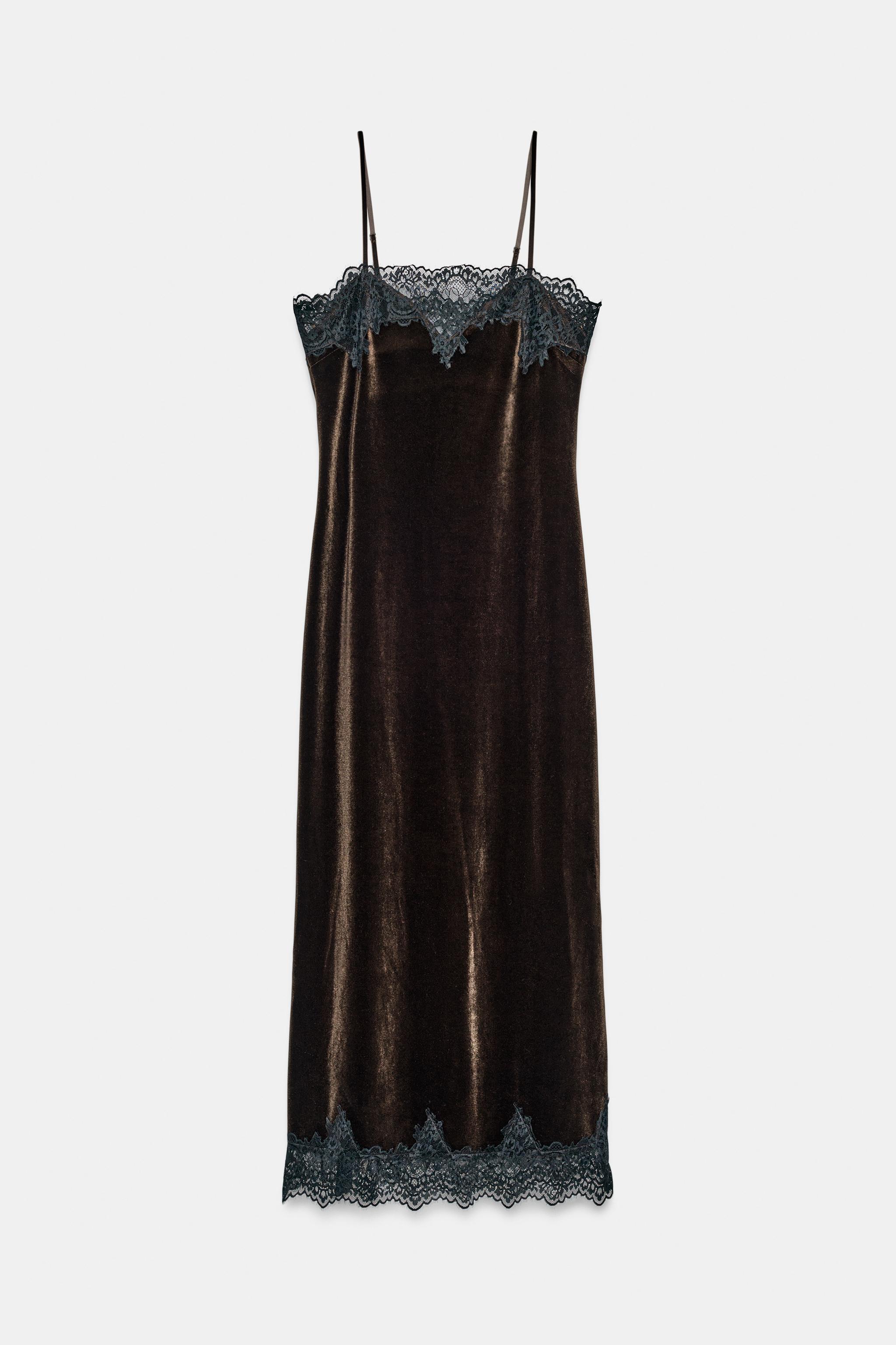 Velvet Lace Maxi Dress by Zara