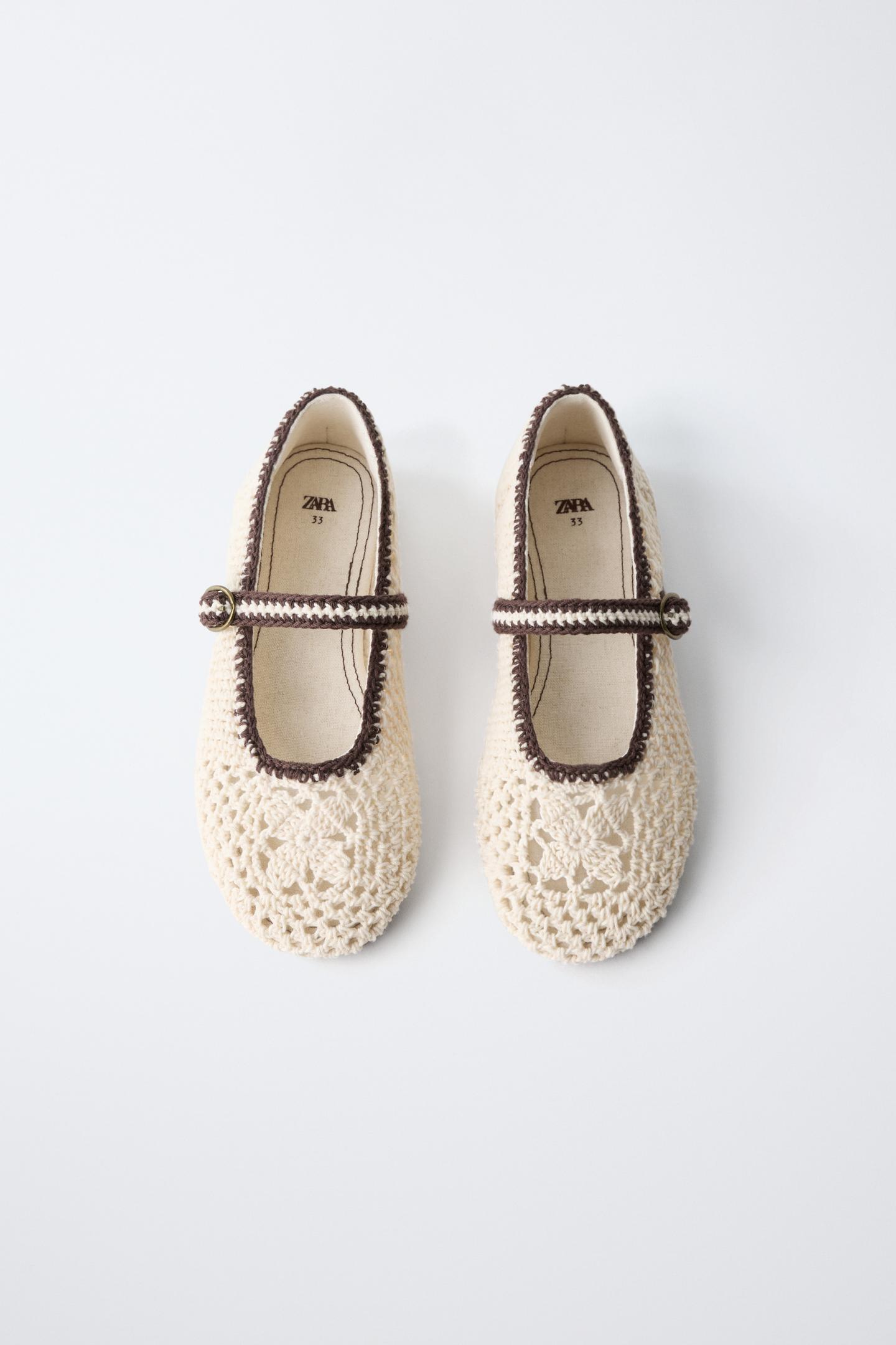 Детские балетки Zara Crochet Ballet Flats, цвет: Молочный белый — фото 4