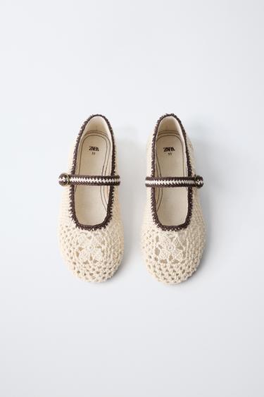 BALLERINES EN CROCHET - Blanc écru de Zara - Image 3