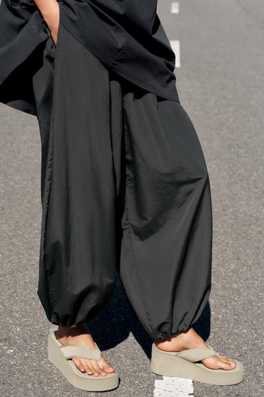 NYLON SAROUEL TROUSERS - Dark grey by Zara
