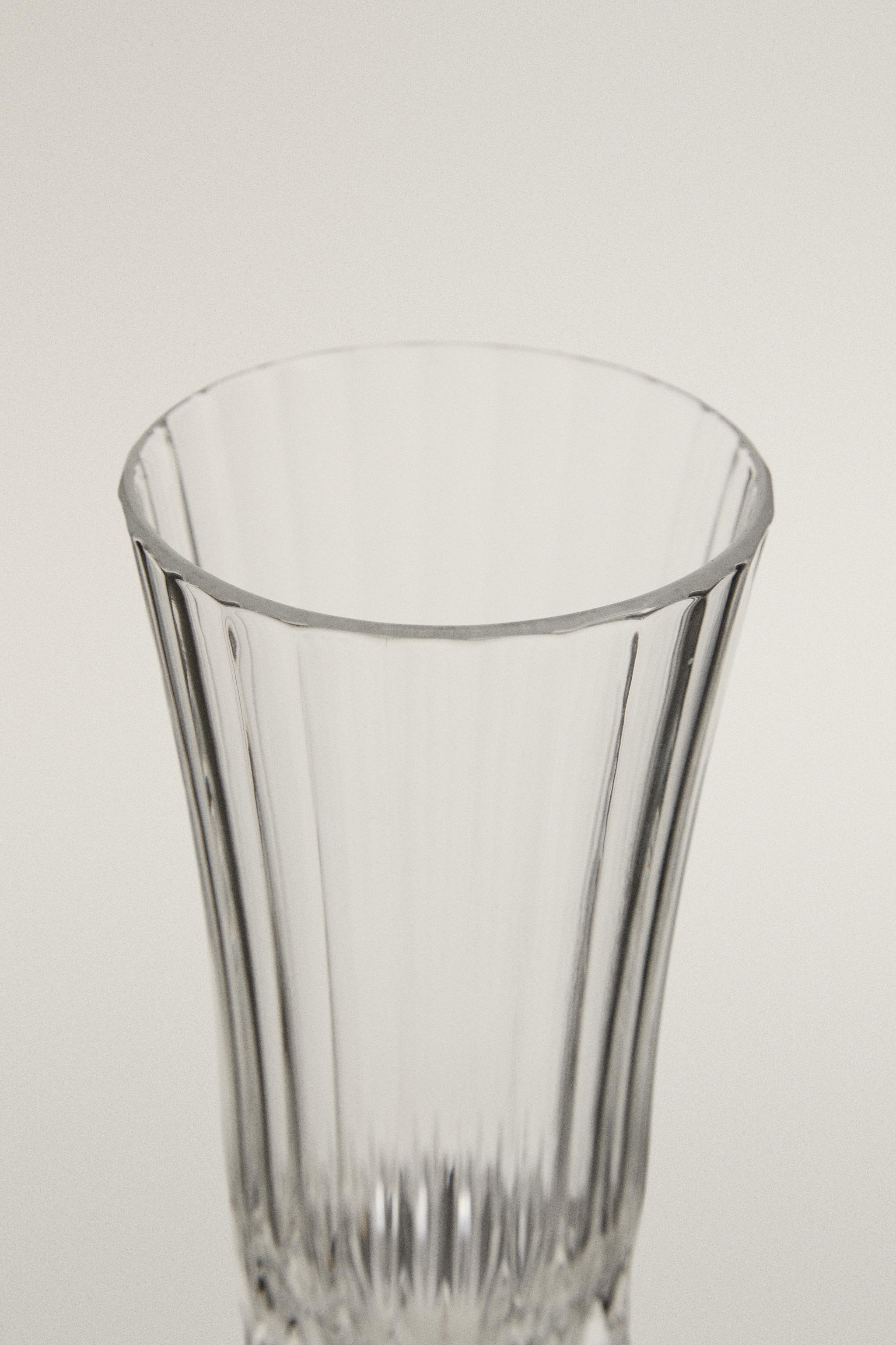 ENGRAVED-EFFECT CRYSTALLINE FLUTE GLASS — Transparent