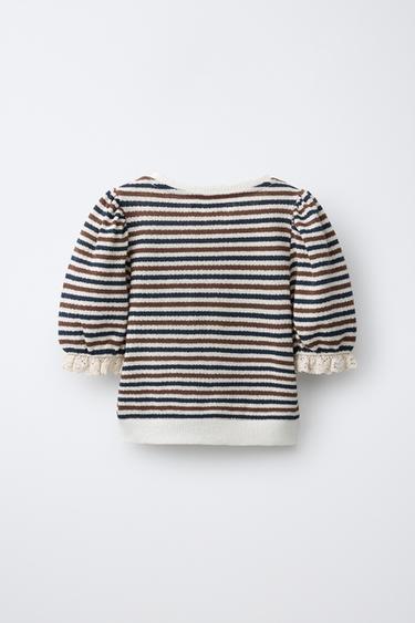 STRIPED CARDIGAN - Brown Stripes by Zara - Image 1