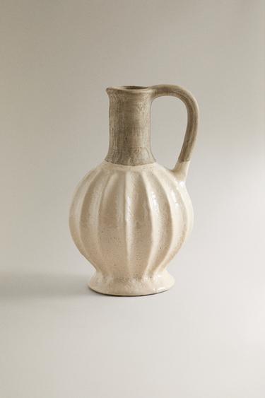 RUSTIC DECORATIVE CERAMIC JUG - Beige by Zara - Image 0