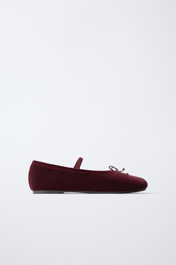 BOW BALLERINA SHOES - Maroon by Zara - Image 0