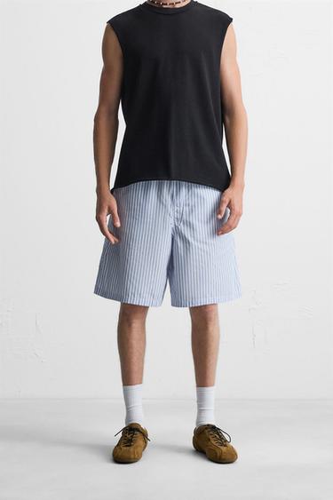 STRIPED RELAXED FIT BERMUDA SHORTS - striped by Zara