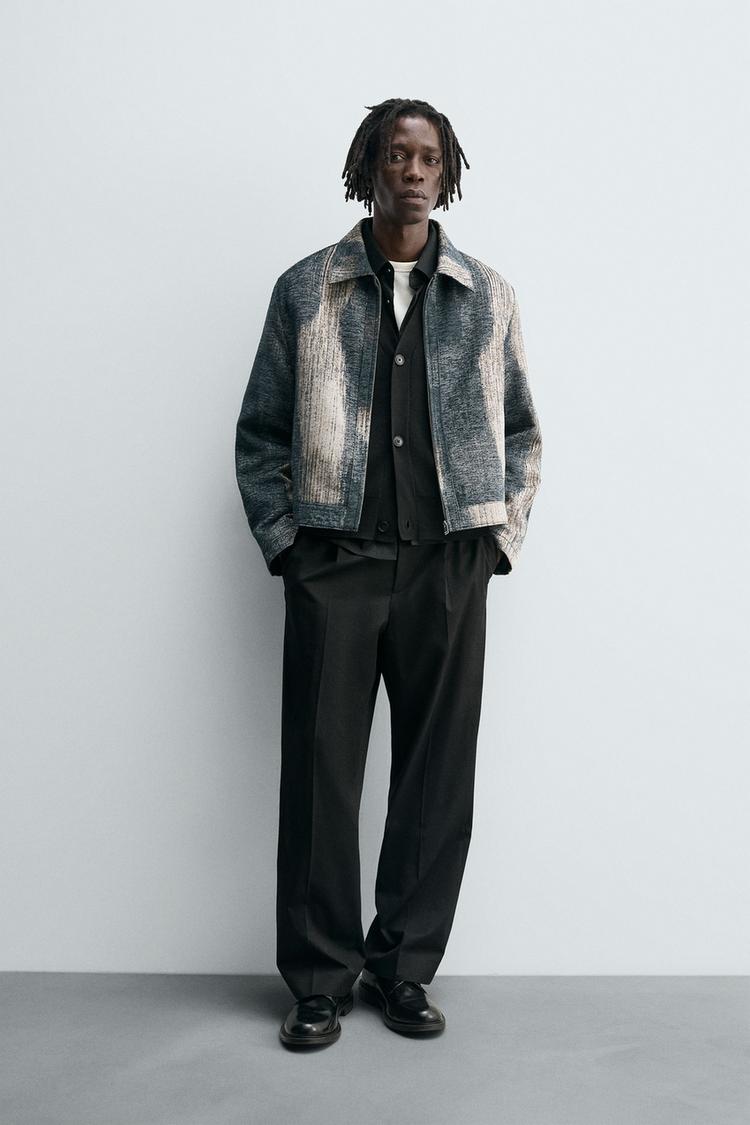 Cardigan Veste Jacquard Zara VESTE JACQUARD ABSTRAIT Bleu Indigo