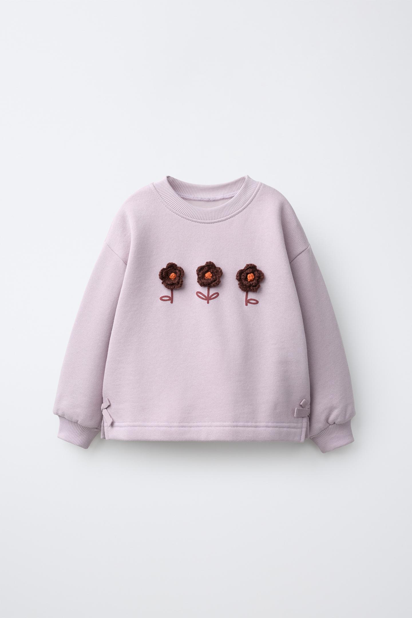 Детские толстовки Zara Knit Flower, цвет: Светлый сиреневый — фото 1
