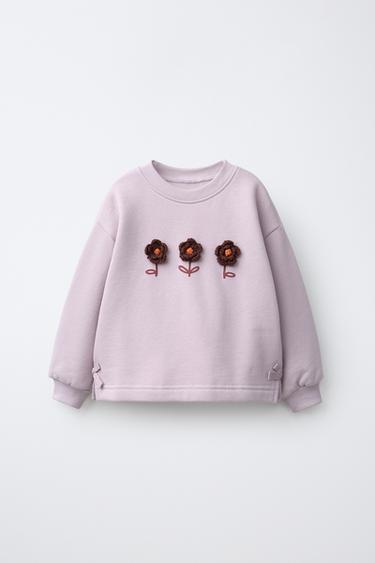 KNIT FLOWER SWEATSHIRT — Light lilac 1
