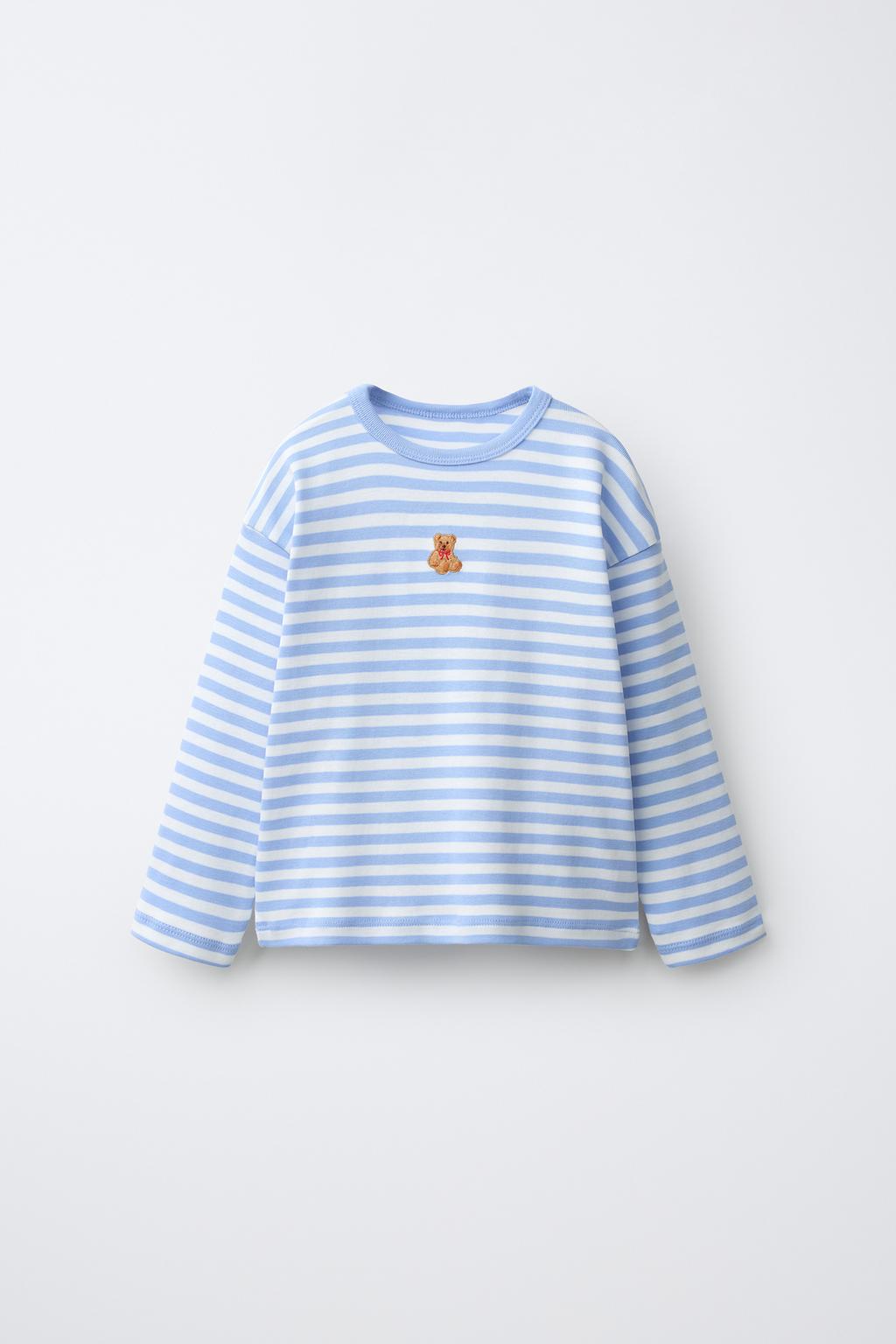 EMBROIDERED ANIMAL STRIPE T-SHIRT