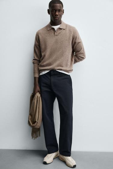 PANTALON STRAIGHT FIT STRUCTURÉ - Bleu marine de Zara - Image 4