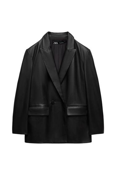 FAUX LEATHER OVERSIZED BLAZER