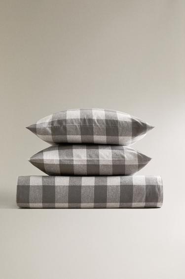 CHECKED FLANNEL BEDDING - Grey by Zara - Image 0