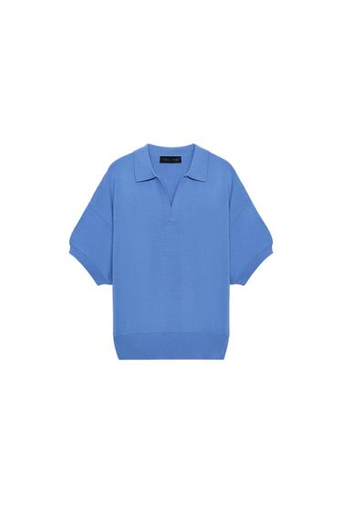 POLO PUNTO MANGA CORTA - Azul de Zara