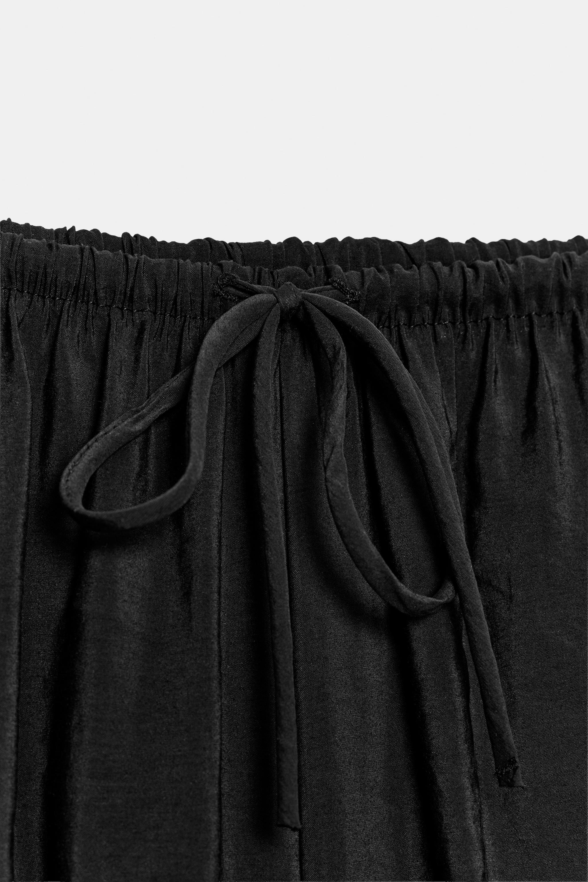 Женские брюки Zara FLOWY DRAWSTRING PALAZZO PANTS — фото 8