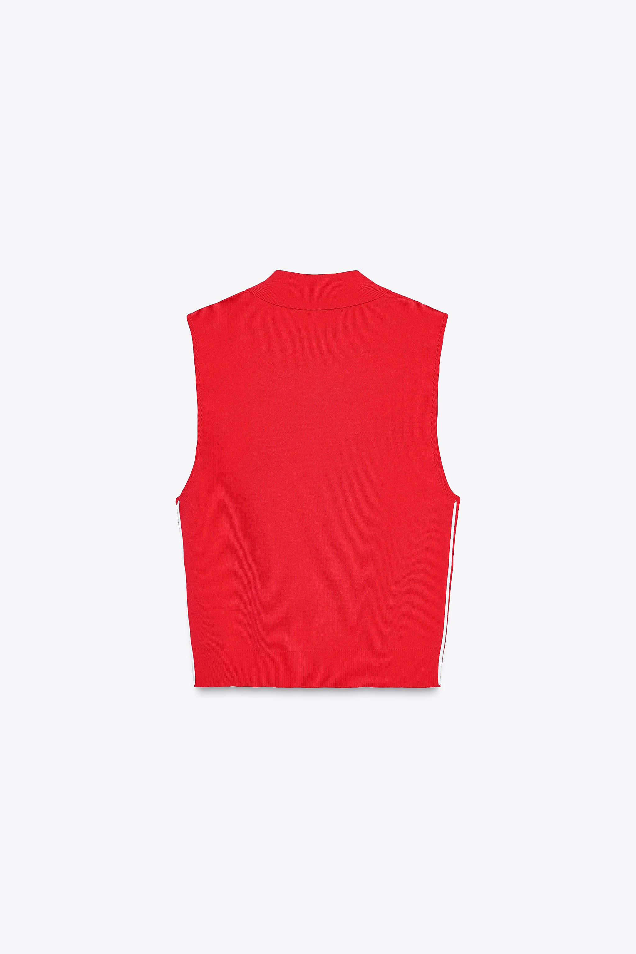SIDE STRIPE KNIT TOP - Red | ZARA United States