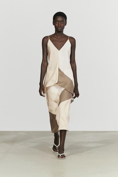 Zara Asymmetric strappy flowing top - Ecru - Image 0
