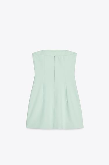 STRAPLESS RHINESTONE DRESS - Light mint green by Zara - Image 6