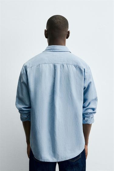 CHEMISE EN DENIM LÉGER - Bleu ciel de Zara - Image 2