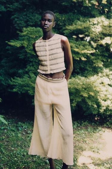 PANTALONI CULOTTE CUCITURE COMBINATE - Sabbia di Zara