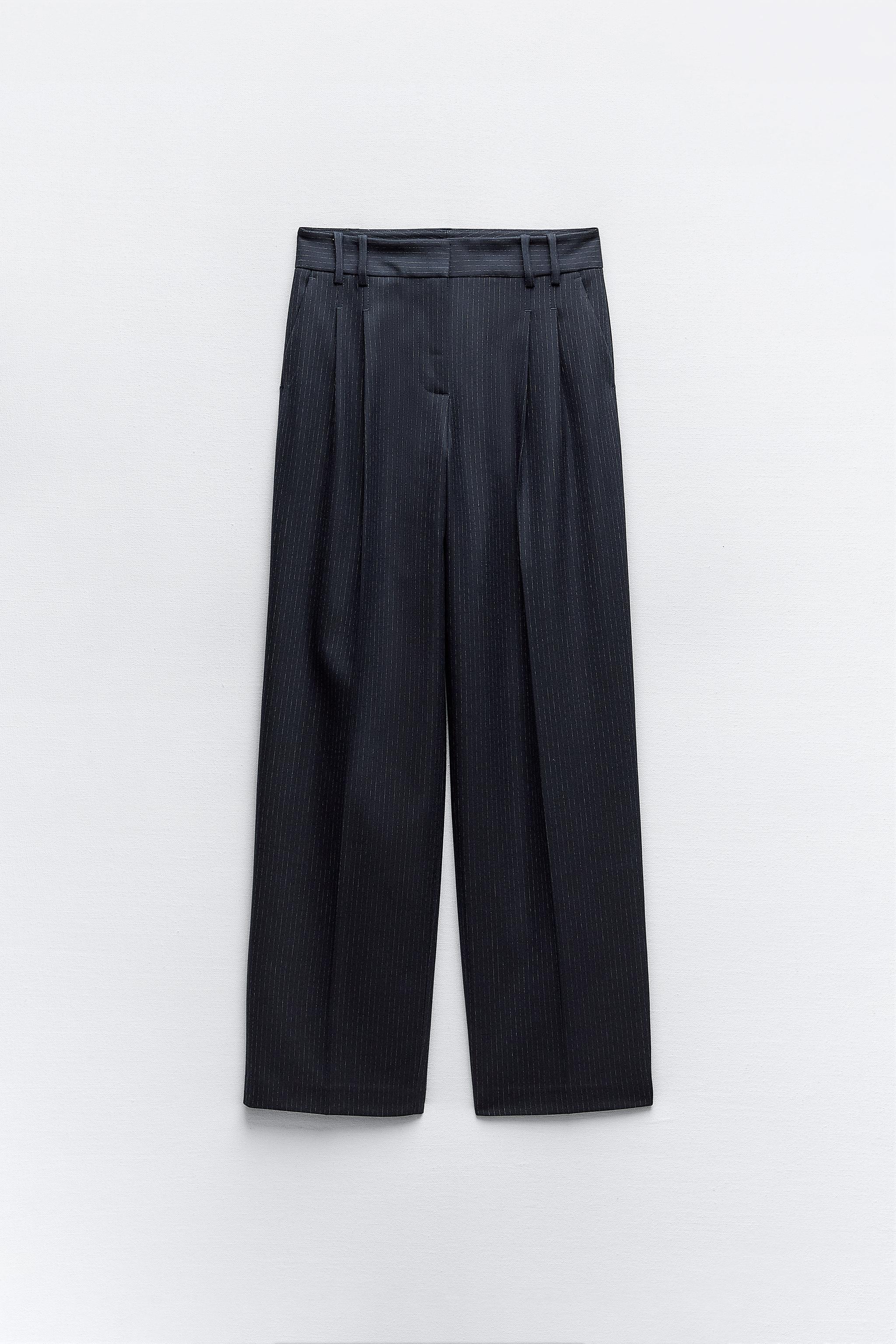 Zara Trafaluc Collection Black Pin Stripe Tapered Skinny Leg Knit Pants  Small