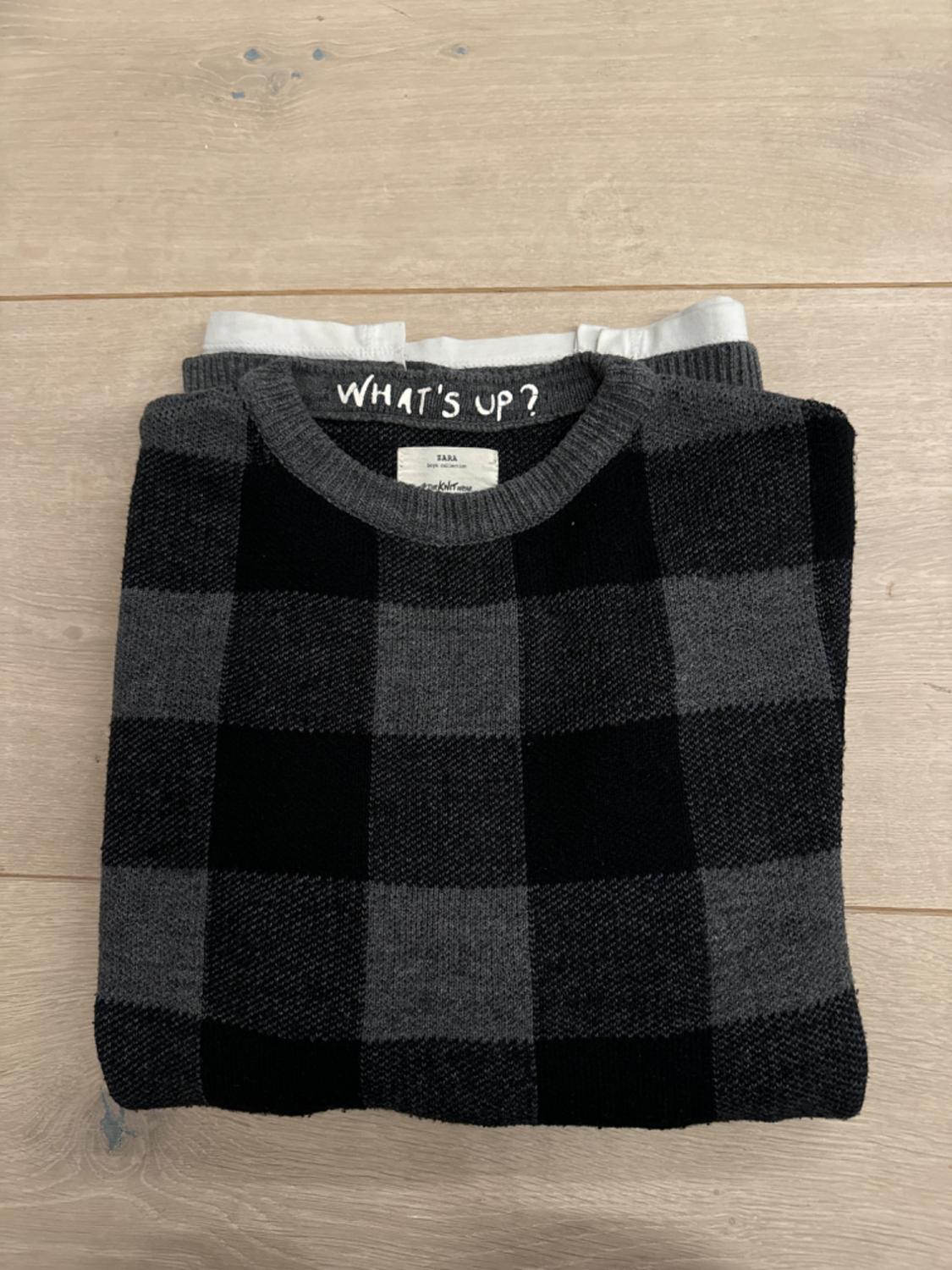 CHECKERED KNIT SWEATER WITH SHIRT LINE - Image 3