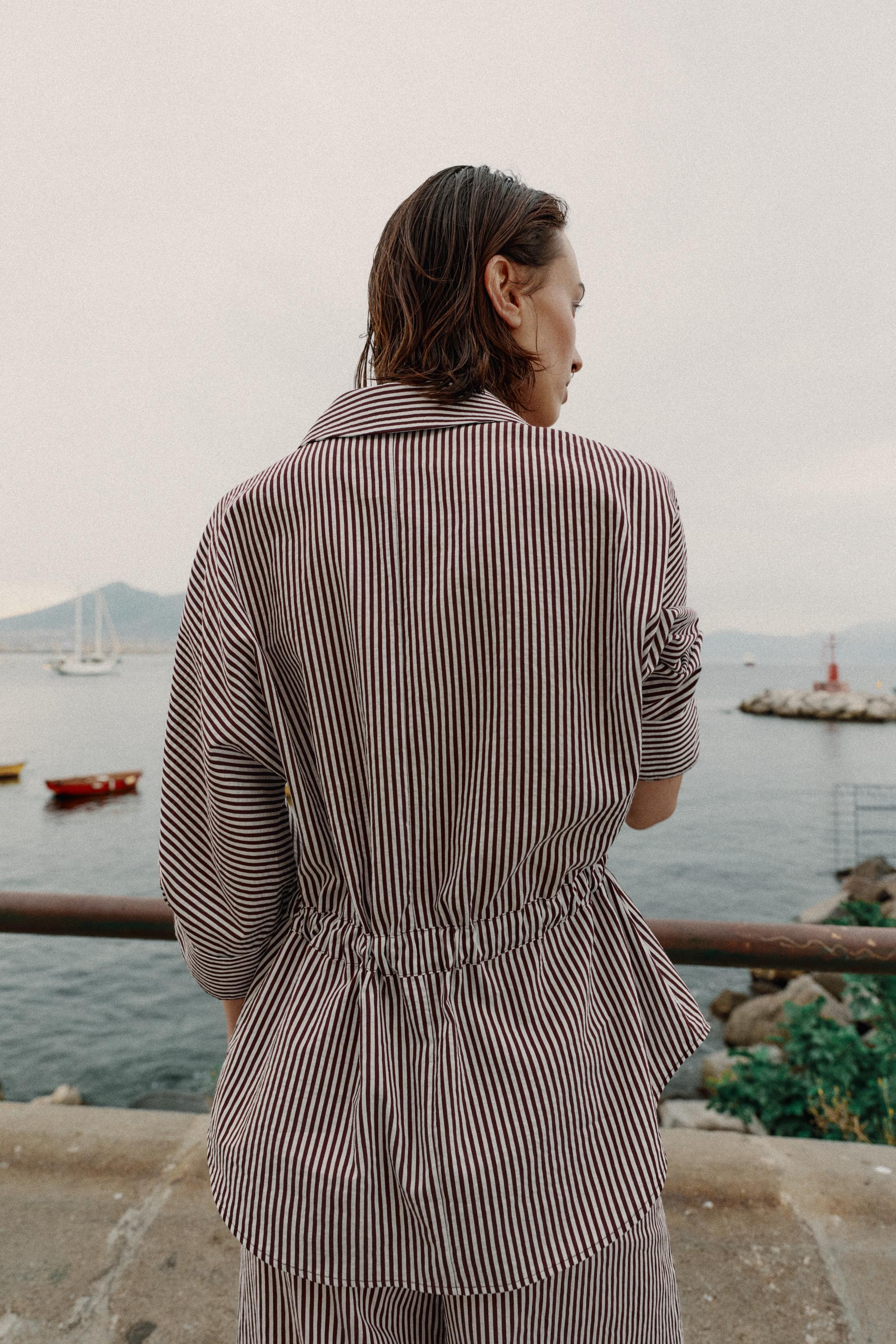 Женские рубашки Zara STRIPED SAFARI SHIRT — фото 4
