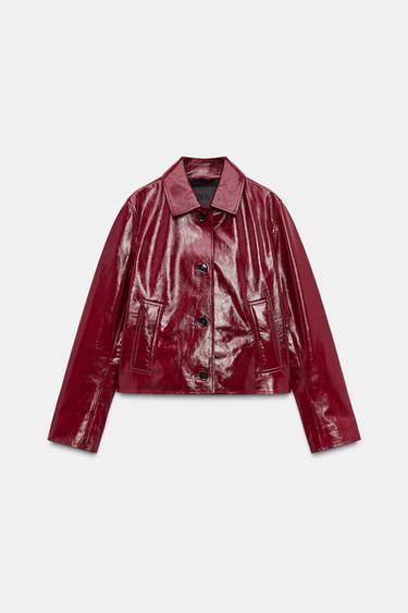 100% LEATHER JACKET ZW COLLECTION LIMITED EDITION - Bright red by Zara