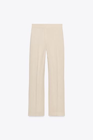 PANTALÓN RECTO CINTURA ELÁSTICA - Crudo de Zara