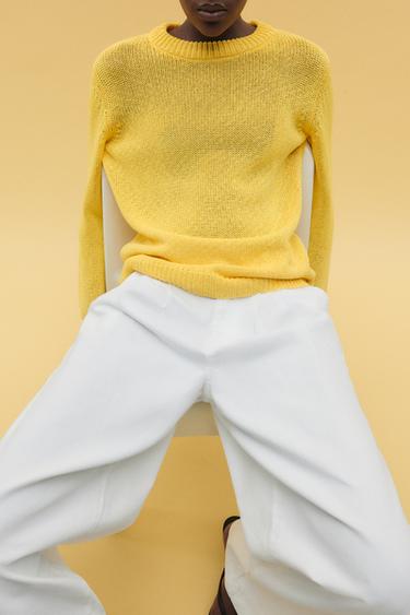Zara RUSTIC KNIT SWEATER - Yellow