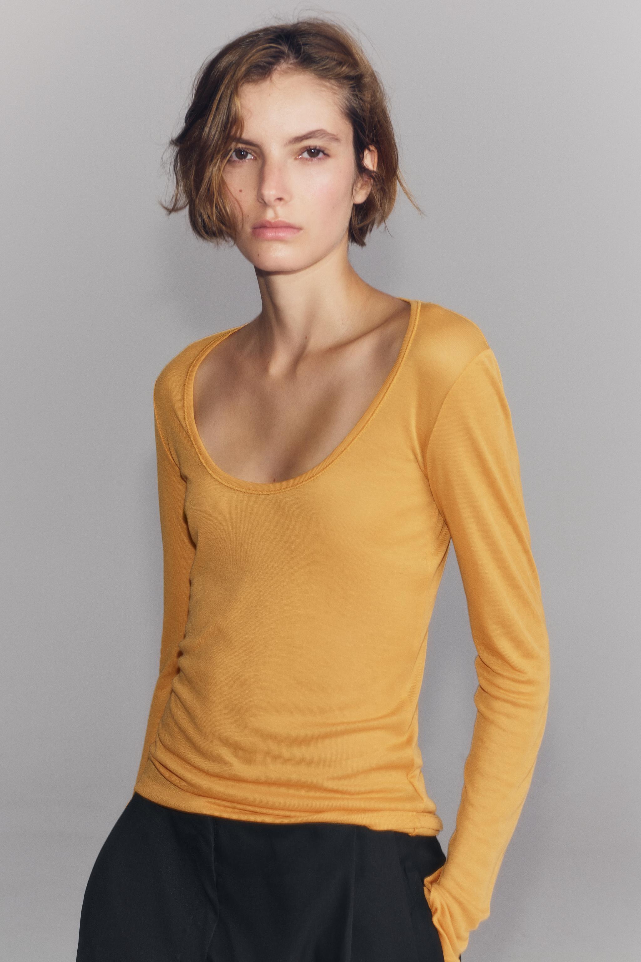 Zara BİSİKLET YAKA T-SHIRT görsel 5