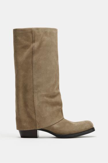 ЗАМШЕВЫЕ САПОГИ — КОРИЧНЕВЫЙ от Zara