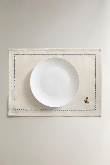 COTTON PLACEMAT WITH RABBIT EMBROIDERY - Blue by Zara - Image 4