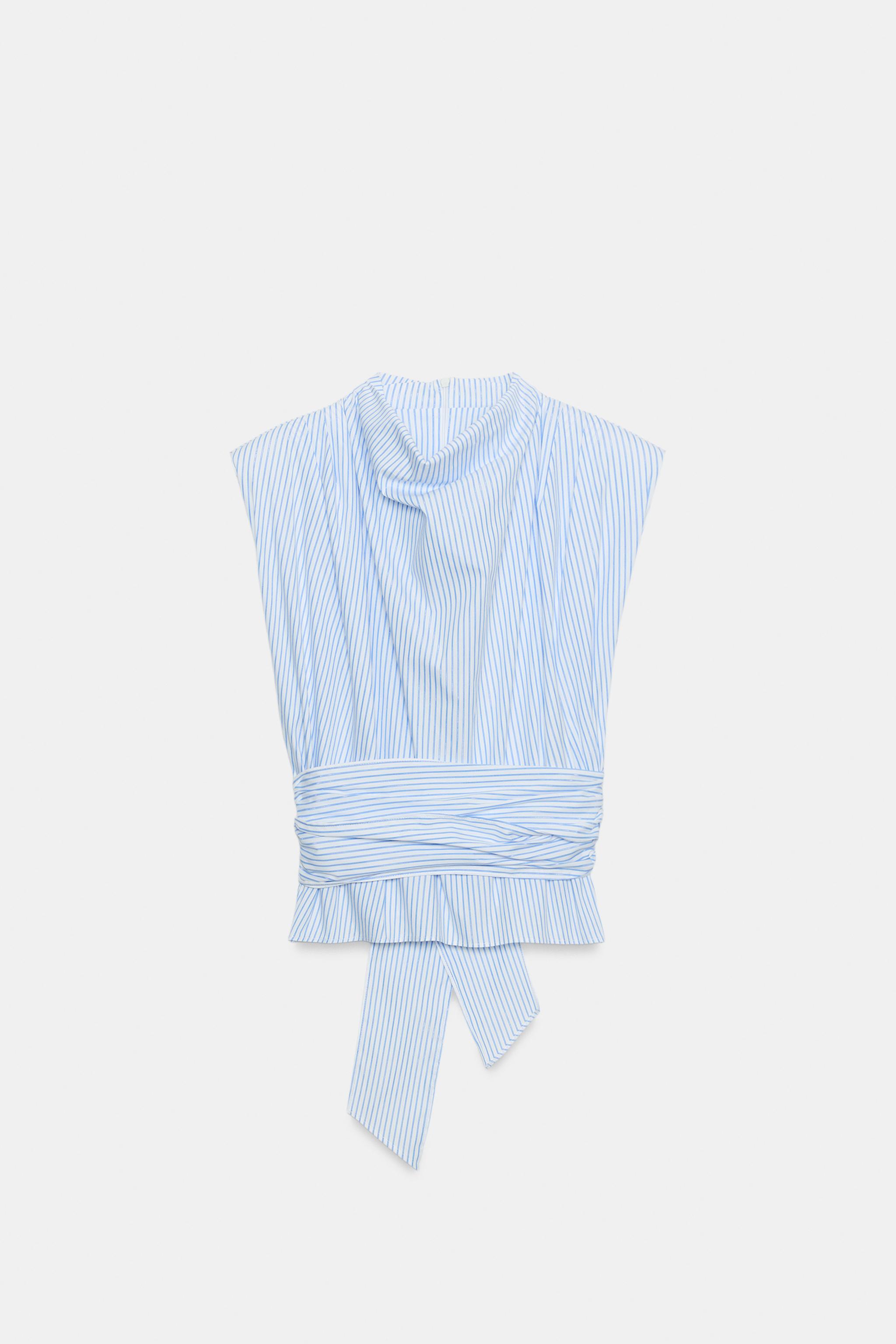 STRIPED SHOULDER PAD METALLIC THREAD TOP