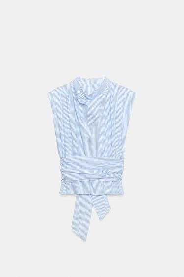 TOP À RAYURES AVEC ÉPAULETTES ET NŒUD EN FIL MÉTALLISÉ - 975 de Zara - Image 6