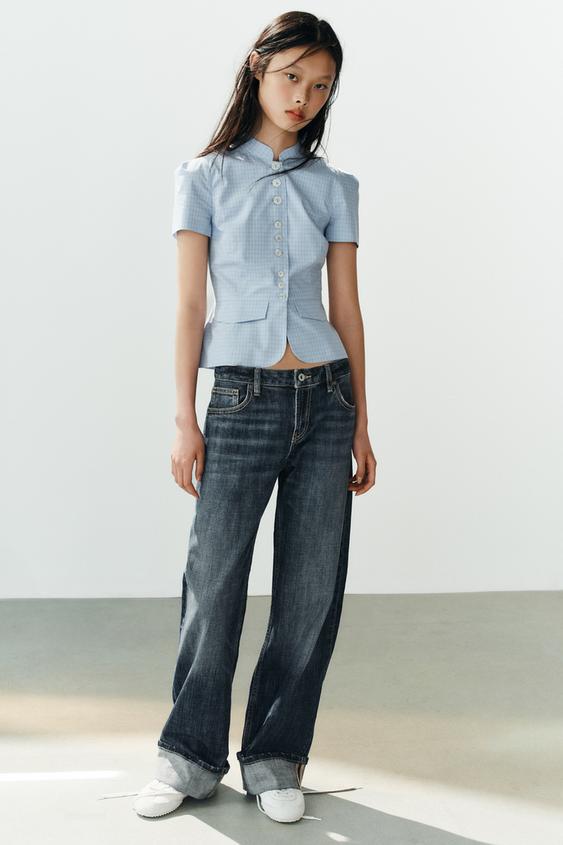 TOP CUADROS PEPLUM - Azules de Zara - Imagen 0