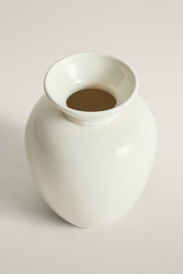 CREAM CERAMIC DECORATIVE VASE — Cream 2