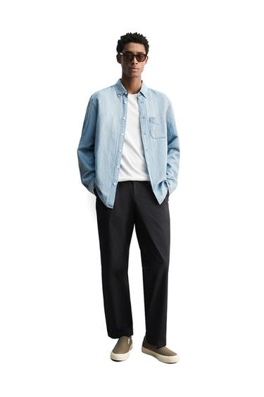 Zara TRAPER KOŠULJA REGULAR FIT KROJA – svijetloplava