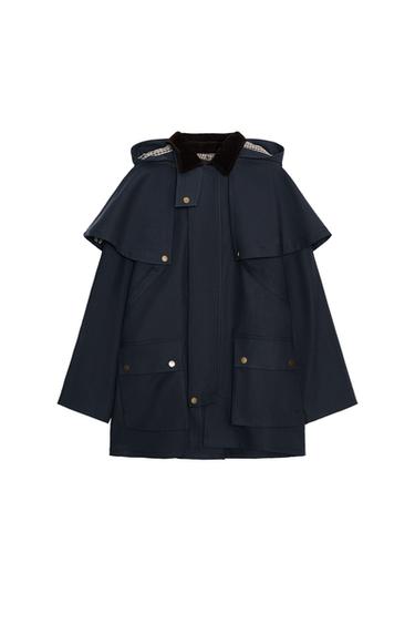 CONTRAST COLLAR HOODED TRENCH COAT ZW COLLECTION LIMITED EDITION - Blue by Zara