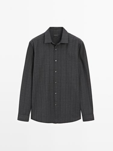 Zara Regular fit check shirt - Navy blue