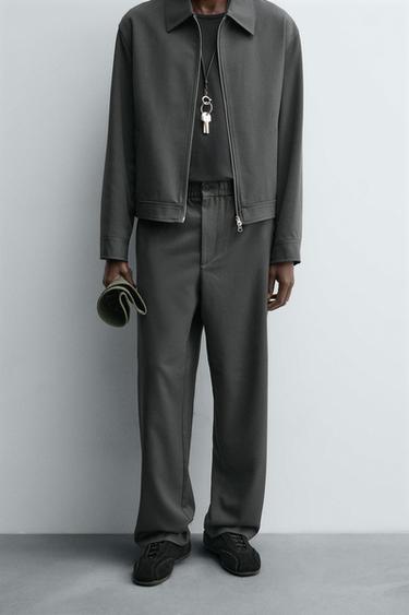 REGULAR FIT JOGGER WAIST TROUSERS - Green by Zara