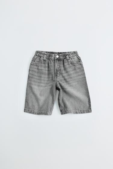 BERMUDES BAGGY DENIM - Gris de Zara