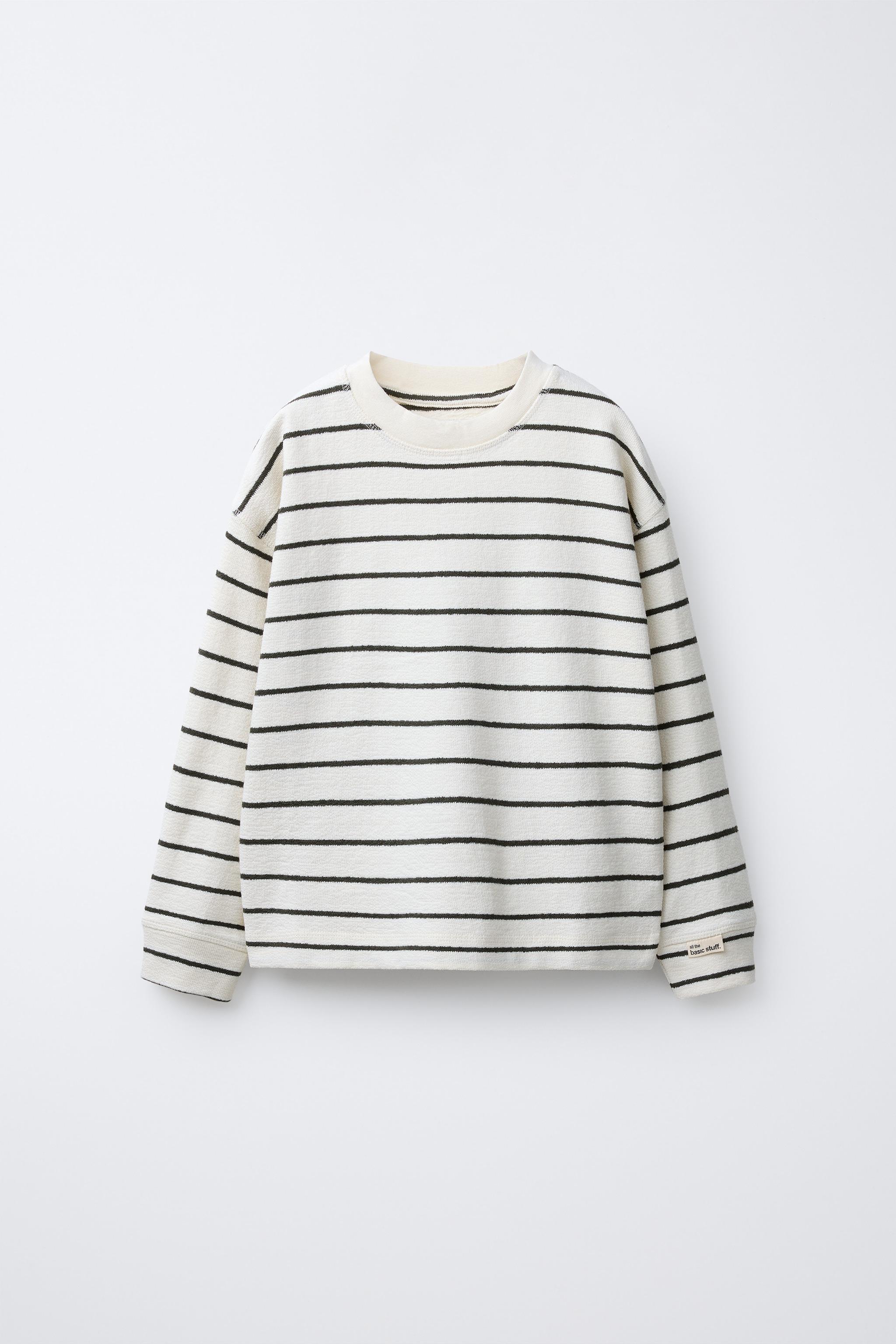 doublet ストライプ柄 長袖Tシャツ ラベル付きストライプ柄Tシャツ - ストライプ | ZARA Japan / 日本