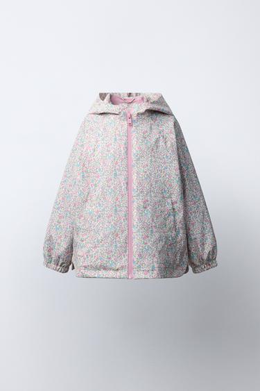 Zara RUBBERIZED FLORAL WATER REPELLENT RAINCOAT - Pink