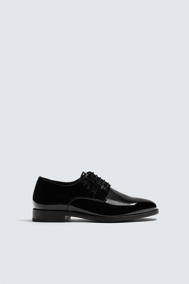 FAUX-PATENT DERBY SHOES - Black by Zara - Image 0