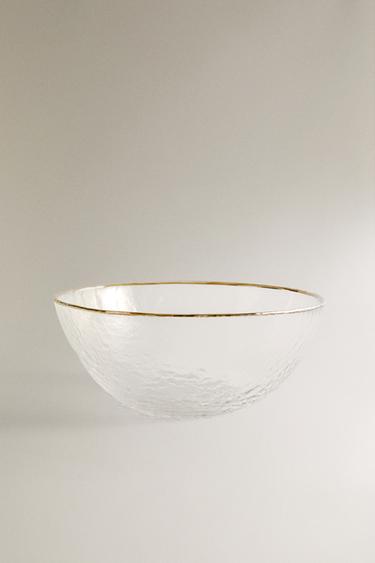 RAISED GLASS BOWL WITH GOLD RIM - Transparent by Zara