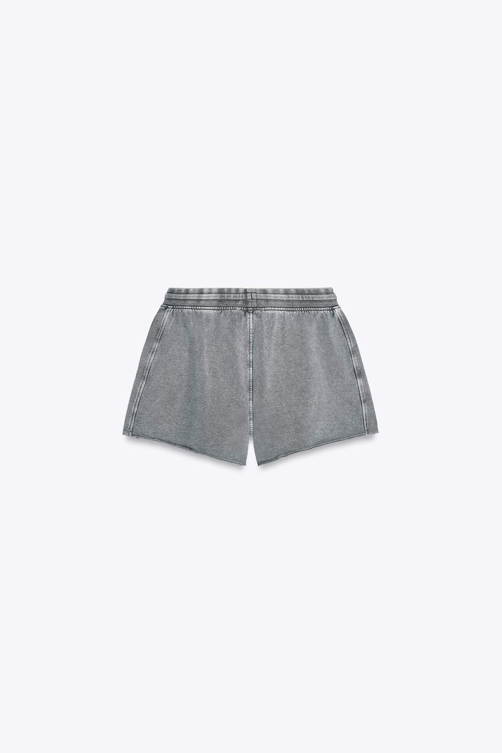 【ZARA】ウォッシュ加工テキスト入りベロアショートパンツ 03253369807-p.jpg?ts=