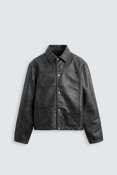 JAQUETA DE POLIURETANO LAVADA - Preto / Verde da Zara