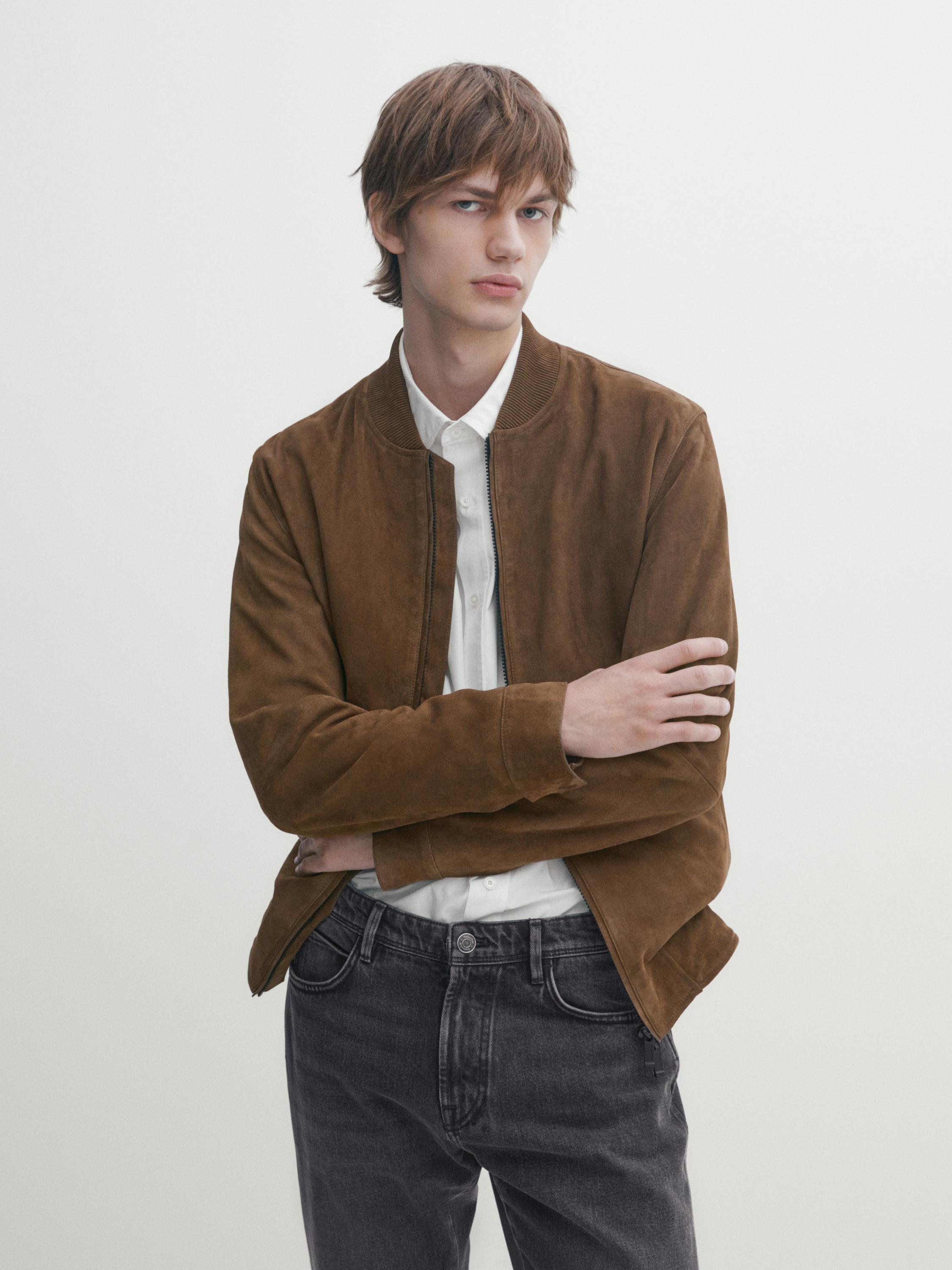 Zara suede best sale bomber jacket