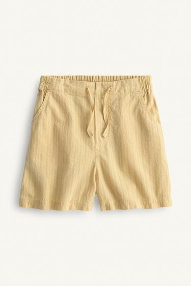 PANTALLONA TË SHKURTRA ME VIJA LIMITED EDITION - Vanilje nga Zara